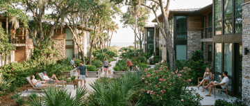 Modern rental community building with reserved parking spaces in Myrtle Beach SC.