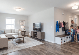 Spacious 3 bedroom apartments Myrtle Beach layout with large living room for family storage.